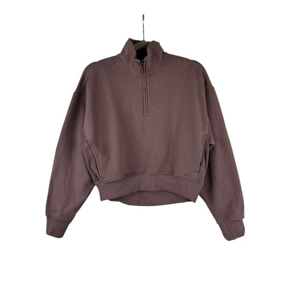 Athleta Women's XS Sweatshirt Mauve 1/4 Zip Fleece Pullover With Pockets - Picture 7 of 11